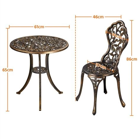Yaheetech 3 Piece Patio Bistro Table Set, Bronze 7 Yaheetech 3 Piece Patio Bistro Table Set, Bronze - Image 5