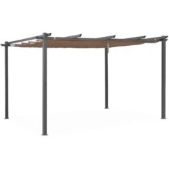 3x4m Aluminium Pergola Gazebo With Retractable Roof - Isla - Beige-brown