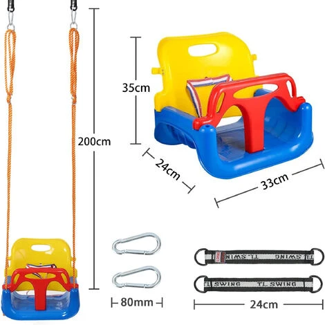 3 In 1 Baby Swing, Swing With Backrest And Safety Belt, For Outdoor And Indoor 4 3 In 1 Baby Swing, Swing With Backrest And Safety Belt, For Outdoor And Indoor - Image 2