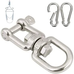 M8 Swing Hook 304 Stainless Steel + 2 M8 Swing Carabiner For Chair Hammock Swing Hanging Sandbag Climbing Rope Load Capacity Up To 300Kg (M8 Type OX)