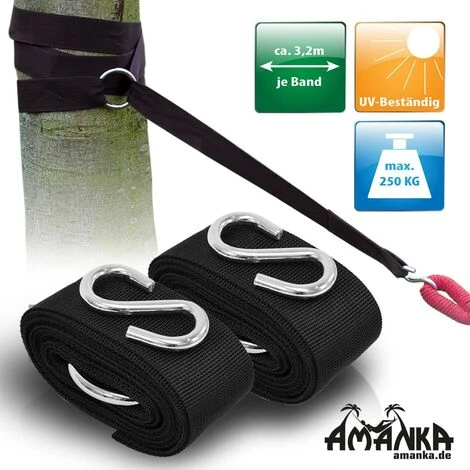 AMANKA Hammock Hanging Straps Kimba Incl 2 Tree Polyester Belts Resistant To UV Rays 3,2 M Long 5 Cm Wide And 2 Steel S Hooks Support Up To 250Kg 6 AMANKA Hammock Hanging Straps Kimba Incl 2 Tree Polyester Belts Resistant To UV Rays 3,2 M Long 5 Cm Wide And 2 Steel S Hooks Support Up To 250Kg - Image 4