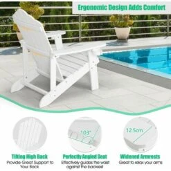 Outdoor Adirondack Chair Weather Resistant Patio Chair Sun Lounger With Cup Hold -Outdoor Furniture Store 87790868 3