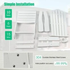 Outdoor Adirondack Chair Weather Resistant Patio Chair Sun Lounger With Cup Hold -Outdoor Furniture Store 87790868 4