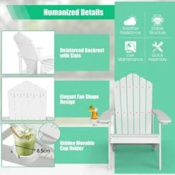 Outdoor Adirondack Chair Weather Resistant Patio Chair Sun Lounger With Cup Hold -Outdoor Furniture Store 87790868 5