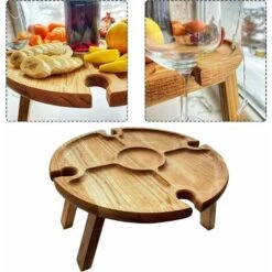 RHAFAYRE Folding Portable Picnic Table, Outdoor Foldable Lightweight Camping Table 24cm Small Wooden Picnic Table For Party, Beach, Garden, Camping, BBQ, Travel -Outdoor Furniture Store 87794279 4