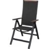 Grand Patio High Back Garden Chair Aluminium Folding Dining Chair With Sturdy Armrests, Adjustable 6-Position,Lightweight, Portable Chair For Indoor,Outdoor Loadable 150kg (Black)