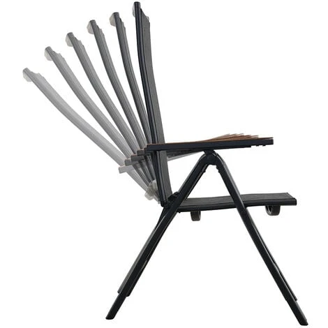 Grand Patio High Back Garden Chair Aluminium Folding Dining Chair With Sturdy Armrests, Adjustable 6-Position,Lightweight, Portable Chair For Indoor,Outdoor Loadable 150kg (Black) 4 Grand Patio High Back Garden Chair Aluminium Folding Dining Chair With Sturdy Armrests, Adjustable 6-Position,Lightweight, Portable Chair For Indoor,Outdoor Loadable 150kg (Black) - Image 2