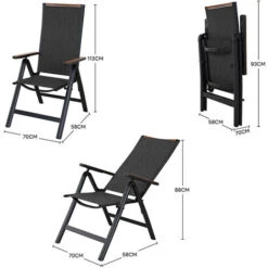 Grand Patio High Back Garden Chair Aluminium Folding Dining Chair With Sturdy Armrests, Adjustable 6-Position,Lightweight, Portable Chair For Indoor,Outdoor Loadable 150kg (Black) 11 Grand Patio High Back Garden Chair Aluminium Folding Dining Chair With Sturdy Armrests, Adjustable 6-Position,Lightweight, Portable Chair For Indoor,Outdoor Loadable 150kg (Black) -Outdoor Furniture Store 87813887 5