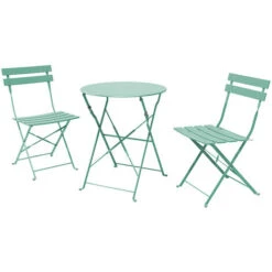Grand Patio Bistro Set 3 Pieces, Rust-Resistant 2 Chairs And 1 Table, Sturdy Steel Frame, Foldable Garden Furniture Set (Mint Green)