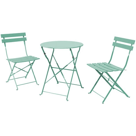 Grand Patio Bistro Set 3 Pieces, Rust-Resistant 2 Chairs And 1 Table, Sturdy Steel Frame, Foldable Garden Furniture Set (Mint Green) 3 Grand Patio Bistro Set 3 Pieces, Rust-Resistant 2 Chairs And 1 Table, Sturdy Steel Frame, Foldable Garden Furniture Set (Mint Green)