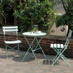 Grand Patio Bistro Set 3 Pieces, Rust-Resistant 2 Chairs And 1 Table, Sturdy Steel Frame, Foldable Garden Furniture Set (Mint Green) 10 Grand Patio Bistro Set 3 Pieces, Rust-Resistant 2 Chairs And 1 Table, Sturdy Steel Frame, Foldable Garden Furniture Set (Mint Green) -Outdoor Furniture Store 87813904 4