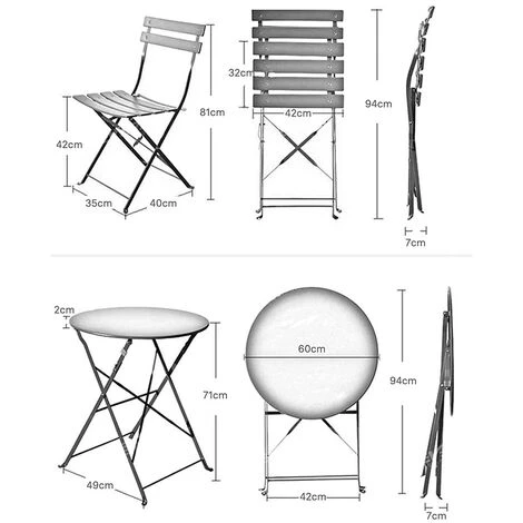 Grand Patio Bistro Set 3 Pieces, Rust-Resistant 2 Chairs And 1 Table, Sturdy Steel Frame, Foldable Garden Furniture Set (Mint Green) 7 Grand Patio Bistro Set 3 Pieces, Rust-Resistant 2 Chairs And 1 Table, Sturdy Steel Frame, Foldable Garden Furniture Set (Mint Green) - Image 5