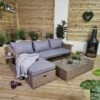 Samuel Alexander 6 Seater 4PC Brown Rattan Chair Garden Sofa Set Daybed With Glass Table Coffee Top Includes Modular Design Rattan Furniture With Seat For Balcony Furniture -Outdoor Furniture Store 88002873 1
