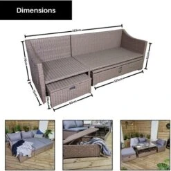 Samuel Alexander 6 Seater 4PC Brown Rattan Chair Garden Sofa Set Daybed With Glass Table Coffee Top Includes Modular Design Rattan Furniture With Seat For Balcony Furniture -Outdoor Furniture Store 88002873 4