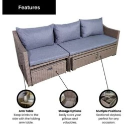 Samuel Alexander 6 Seater 4PC Brown Rattan Chair Garden Sofa Set Daybed With Glass Table Coffee Top Includes Modular Design Rattan Furniture With Seat For Balcony Furniture -Outdoor Furniture Store 88002873 5