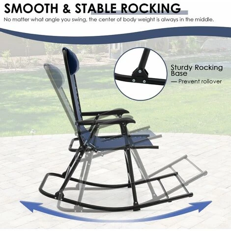 Folding Rocking Chair Outdoor Seat Rocker Relaxing Armchair Lounge Garden Patio 6 Folding Rocking Chair Outdoor Seat Rocker Relaxing Armchair Lounge Garden Patio - Image 4