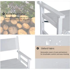 HOMCOM Wooden Directors Folding Chair Space Saving Oxford Fabric Seat Beech -Outdoor Furniture Store 8817946 5