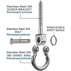 Load Capacity 220 Kg Heavy Duty Ceiling Hook, Stainless Steel Hanging Hammock Hook -Outdoor Furniture Store 88300104 3