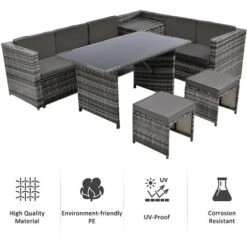 7 Seater Rattan Garden Dining Set Garden Furniture Set Garden Lounge Outdoor Corner Sofa With Storage Box & 2 Stools 9 7 Seater Rattan Garden Dining Set Garden Furniture Set Garden Lounge Outdoor Corner Sofa With Storage Box & 2 Stools -Outdoor Furniture Store 88701315 3
