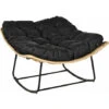 Outsunny Rattan Rocking Chair, Cushioned Wicker Porch Chair, Natural Wood Finish -Outdoor Furniture Store 88775332 1