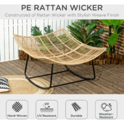 Outsunny Rattan Rocking Chair, Cushioned Wicker Porch Chair, Natural Wood Finish 10 Outsunny Rattan Rocking Chair, Cushioned Wicker Porch Chair, Natural Wood Finish -Outdoor Furniture Store 88775332 4