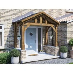 Wooden Porch Canopy Kit 3m X 1.5m Pressure Treated Door Shelter - Thunderdam Half Height 4 Post 9 Wooden Porch Canopy Kit 3m X 1.5m Pressure Treated Door Shelter - Thunderdam Half Height 4 Post -Outdoor Furniture Store 88962702 3