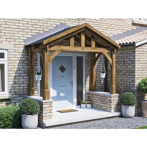 Wooden Porch Canopy Kit 3m X 1.5m Pressure Treated Door Shelter - Thunderdam Half Height 4 Post 5 Wooden Porch Canopy Kit 3m X 1.5m Pressure Treated Door Shelter - Thunderdam Half Height 4 Post - Image 3