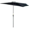 Outsunny 3(m) Half Round Parasol Garden Sun Umbrella Metal W/ Crank Black -Outdoor Furniture Store 89066677 1