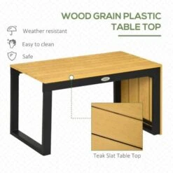 Outsunny 3PCs Patio Furniture Set W/ Cushions, Wood Grain Plastic Top Table 11 Outsunny 3PCs Patio Furniture Set W/ Cushions, Wood Grain Plastic Top Table -Outdoor Furniture Store 89066681 5