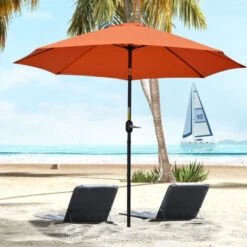 Outsunny 2.6M Patio Umbrella Outdoor Sunshade Canopy W/ Tilt And Crank Orange 9 Outsunny 2.6M Patio Umbrella Outdoor Sunshade Canopy W/ Tilt And Crank Orange -Outdoor Furniture Store 89069668 3