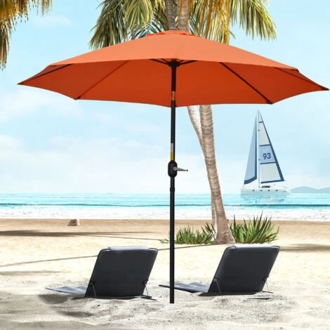 Outsunny 2.6M Patio Umbrella Outdoor Sunshade Canopy W/ Tilt And Crank Orange 5 Outsunny 2.6M Patio Umbrella Outdoor Sunshade Canopy W/ Tilt And Crank Orange - Image 3