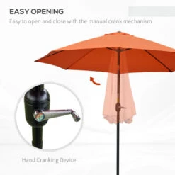 Outsunny 2.6M Patio Umbrella Outdoor Sunshade Canopy W/ Tilt And Crank Orange 10 Outsunny 2.6M Patio Umbrella Outdoor Sunshade Canopy W/ Tilt And Crank Orange -Outdoor Furniture Store 89069668 4