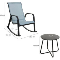 Grand Patio 3 Pieces Rocking Chair Set, Textilene Rocking Bistro Sets With 2 Armchair And 1 Side Table, Weather Resistant, Outdoor Furniture Conversation Set For Porch, Garden, Pool (Blue) -Outdoor Furniture Store 89118320 5