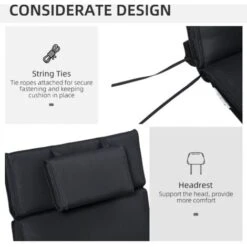 Outsunny Garden Sun Lounger Chair Cushion Reclining Relaxer Indoor Outdoor Black 10 Outsunny Garden Sun Lounger Chair Cushion Reclining Relaxer Indoor Outdoor Black -Outdoor Furniture Store 89225725 4