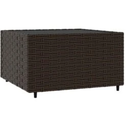 Square Garden Coffee Table Brown 50x50x30 Cm Poly Rattan VidaXL