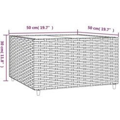 Square Garden Coffee Table Brown 50x50x30 Cm Poly Rattan VidaXL 9 Square Garden Coffee Table Brown 50x50x30 Cm Poly Rattan VidaXL -Outdoor Furniture Store 89548768 3