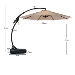 Grand Patio 350CM Cantilever Umbrella With Base, Deluxe NAPOLI Curvy Aluminum Offset Umbrella, Crank Lift Operating, Parasol Umbrella For Pool, Garden, Outdoor, UV 50+ (Beige) -Outdoor Furniture Store 89621306 5
