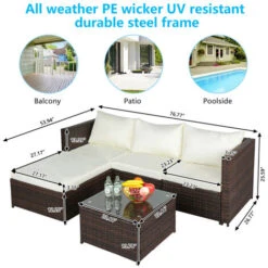 Oshion Rattan Garden Furniture Lounge Sofa Pedal Coffee Table Garden Sofa, Garden Corner Sofa, Rattan Sofa-Brown -Outdoor Furniture Store 90003399 5