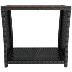 Tea Table With Wooden Top Black Poly Rattan&Solid Wood Acacia VidaXL 10 Tea Table With Wooden Top Black Poly Rattan&Solid Wood Acacia VidaXL -Outdoor Furniture Store 90205765 4