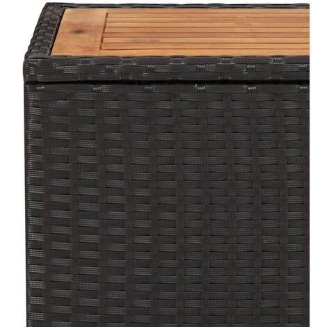 Tea Table With Wooden Top Black Poly Rattan&Solid Wood Acacia VidaXL 7 Tea Table With Wooden Top Black Poly Rattan&Solid Wood Acacia VidaXL - Image 5