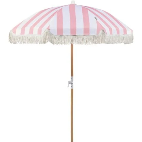 Retro Garden Market Parasol Outdoor Umbrella Beech Wood Pole Pink And White Mondello 3 Retro Garden Market Parasol Outdoor Umbrella Beech Wood Pole Pink And White Mondello