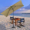 Livingandhome Taupe 2x3M Large Square Garden Parasol Outdoor Beach Umbrella Patio Sun Shade Crank Tilt No Base