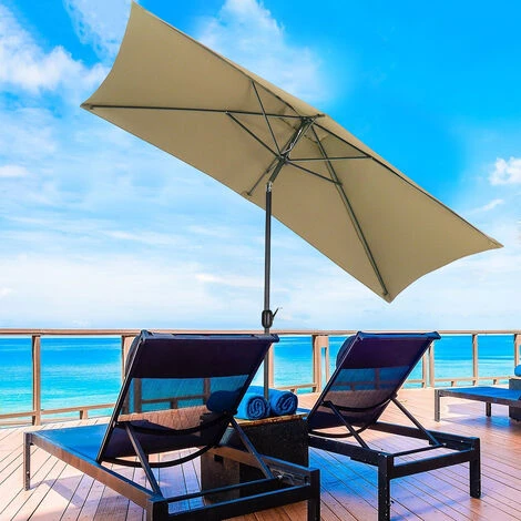 Livingandhome Taupe 2x3M Large Square Garden Parasol Outdoor Beach Umbrella Patio Sun Shade Crank Tilt No Base 4 Livingandhome Taupe 2x3M Large Square Garden Parasol Outdoor Beach Umbrella Patio Sun Shade Crank Tilt No Base - Image 2