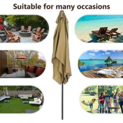 Livingandhome Taupe 2x3M Large Square Garden Parasol Outdoor Beach Umbrella Patio Sun Shade Crank Tilt No Base 9 Livingandhome Taupe 2x3M Large Square Garden Parasol Outdoor Beach Umbrella Patio Sun Shade Crank Tilt No Base -Outdoor Furniture Store 90525136 3