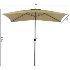 Livingandhome Taupe 2x3M Large Square Garden Parasol Outdoor Beach Umbrella Patio Sun Shade Crank Tilt No Base 11 Livingandhome Taupe 2x3M Large Square Garden Parasol Outdoor Beach Umbrella Patio Sun Shade Crank Tilt No Base -Outdoor Furniture Store 90525136 5