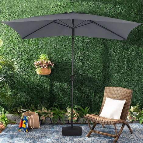 Livingandhome Black 2x3M Large Square Garden Parasol Outdoor Beach Umbrella Patio Sun Shade Crank Tilt No Base 4 Livingandhome Black 2x3M Large Square Garden Parasol Outdoor Beach Umbrella Patio Sun Shade Crank Tilt No Base - Image 2