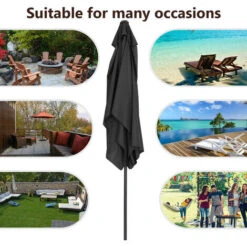 Livingandhome Black 2x3M Large Square Garden Parasol Outdoor Beach Umbrella Patio Sun Shade Crank Tilt No Base 9 Livingandhome Black 2x3M Large Square Garden Parasol Outdoor Beach Umbrella Patio Sun Shade Crank Tilt No Base -Outdoor Furniture Store 90525235 3