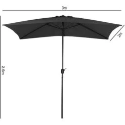 Livingandhome Black 2x3M Large Square Garden Parasol Outdoor Beach Umbrella Patio Sun Shade Crank Tilt No Base 11 Livingandhome Black 2x3M Large Square Garden Parasol Outdoor Beach Umbrella Patio Sun Shade Crank Tilt No Base -Outdoor Furniture Store 90525235 5