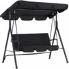 YODOLLA Garden Swing Seats 3-Seater Outdoor Hammock With Stands, Black