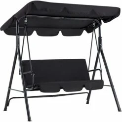 YODOLLA Garden Swing Seats 3-Seater Outdoor Hammock With Stands, Black